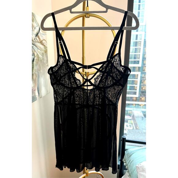 Adore Me | Rae Unlined Plus Babydoll Teddy in Black | NWT | Size 1X - Picture 6 of 8